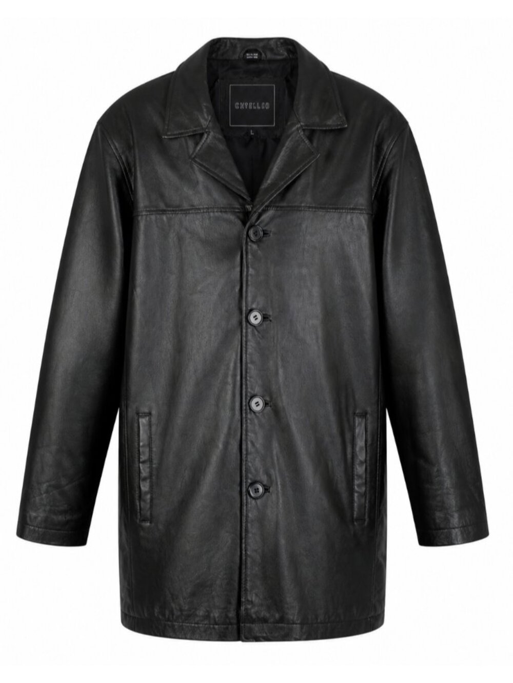 Vintage Leather Jacket Mens Large Black Button Up Lined Heavy Y2K